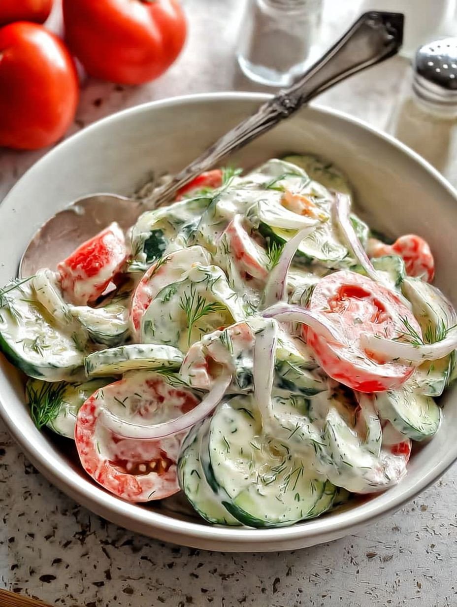 Creamy Cucumber Tomato Salad with Fresh Dill image 2